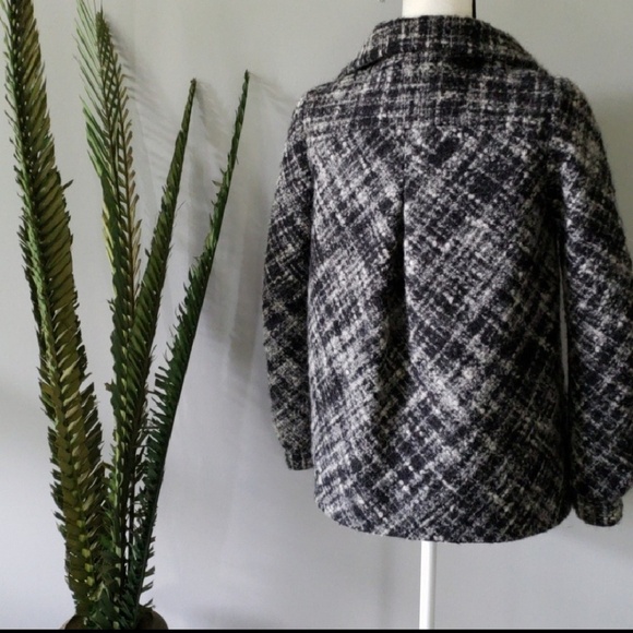 Rebecca Taylor round collar black and cream wool coat - Picture 2 of 3